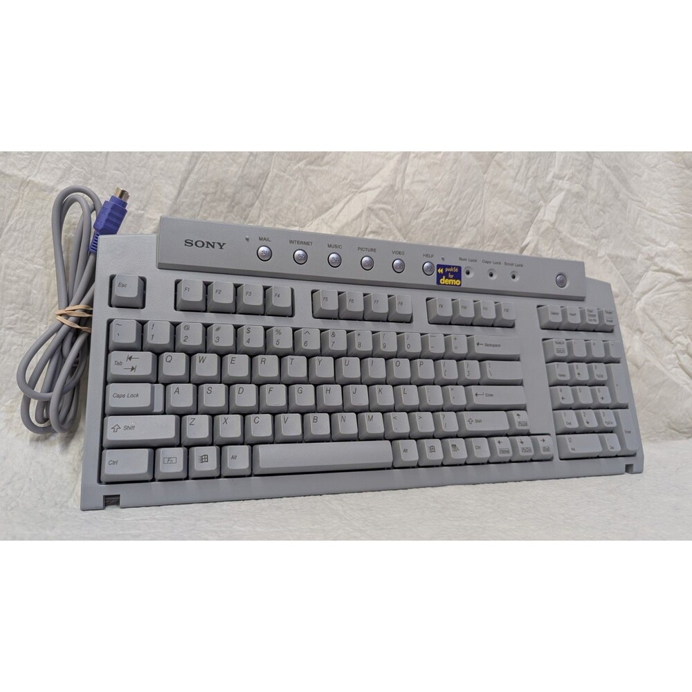 Vintage Very Good Condition Sony VAIO PS2 Wired QWERTY Computer Keyboard